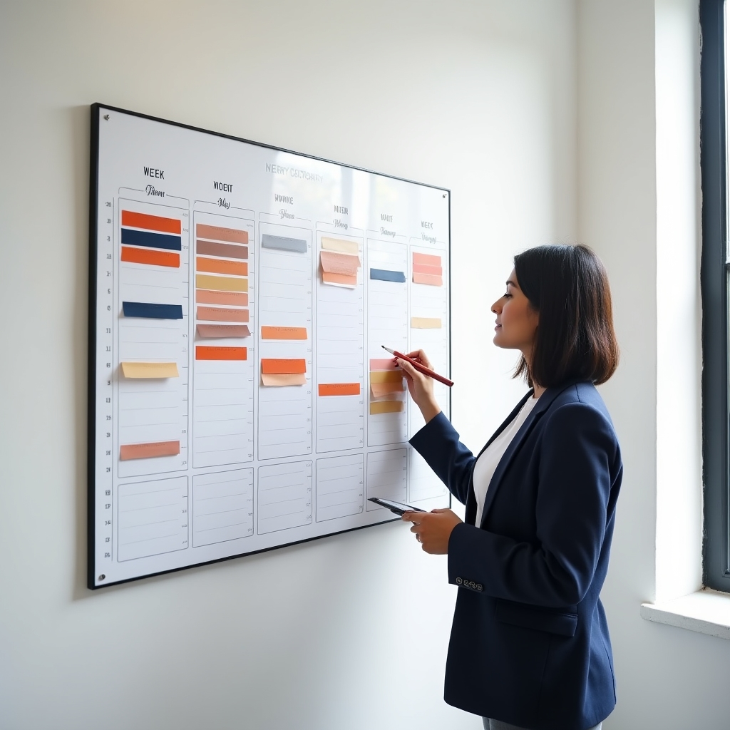 Tecnica di calendar blocking applicata a una settimana lavorativa con blocchi colorati
